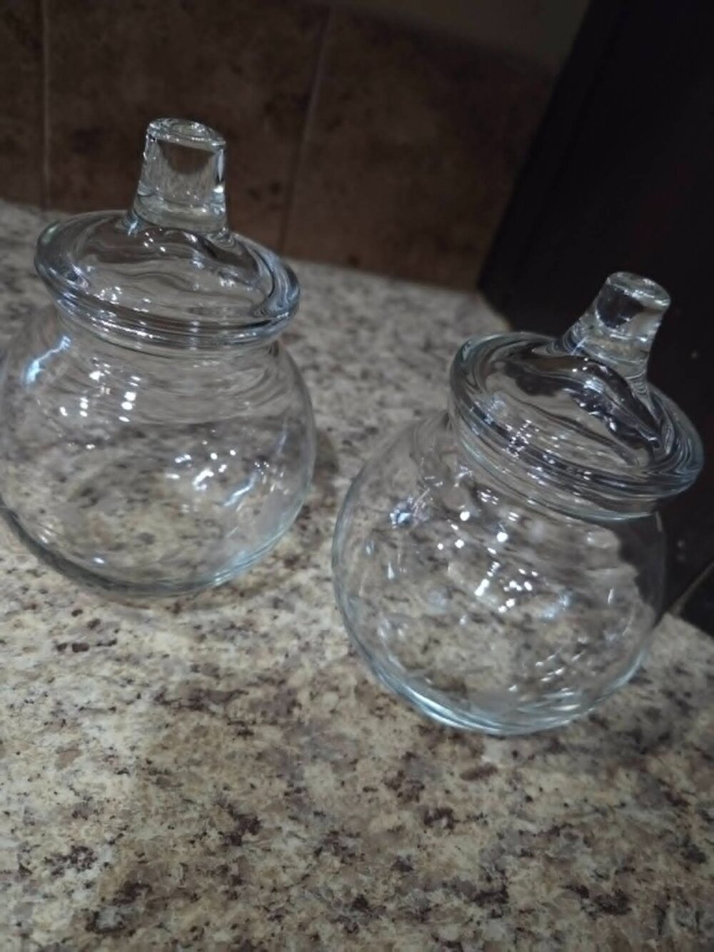 Set of 2 Vintage Princess House Heritage Collection Glass jars Sugar containers?